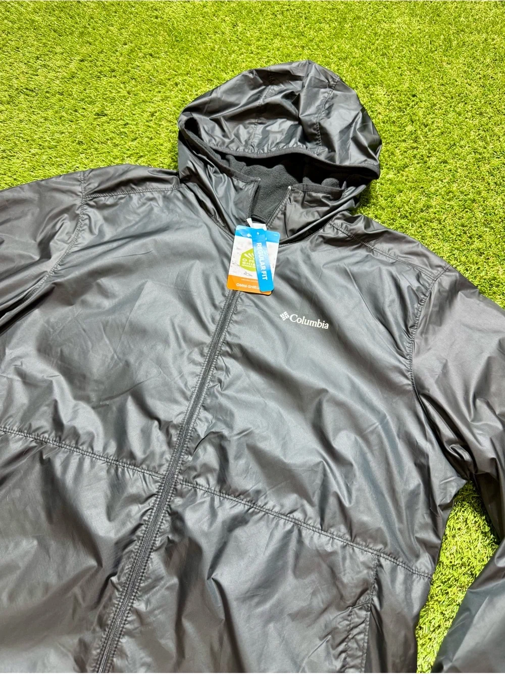 Columbia Omni-Shield Hooded Full Zip Windbreaker Jacket Men’s Large Black NWT